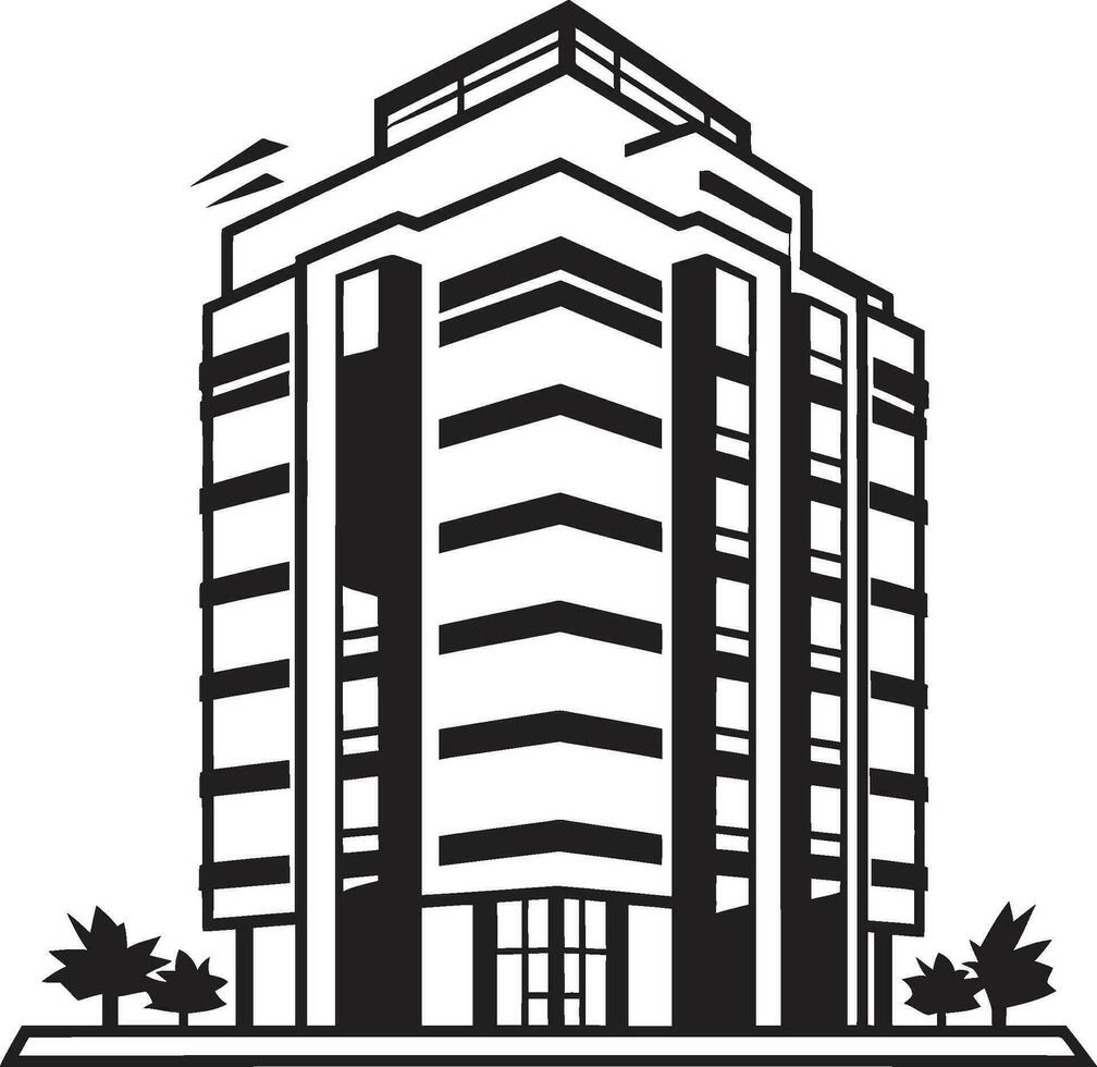 Innenstadt Wunder Symphonie mehrstöckig Stadtbild Vektor Emblem Stadt Aussicht Elevation Matrix mehrblumig Gebäude Vektor Logo