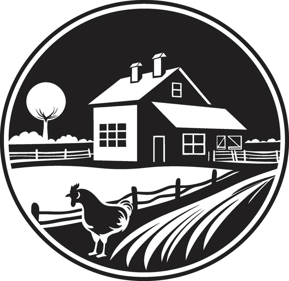 skörda hamn symbol jordbrukare hus vektor emblem agrar- boning plan bondgård design vektor logotyp