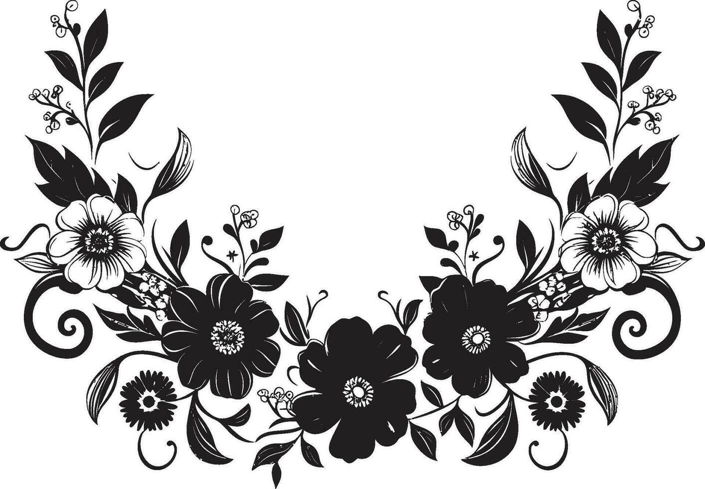 strahlend handgemacht Ranke ikonisch Logo Symbol mystisch Blumen- Eleganz Hand gezeichnet Vektor Symbol