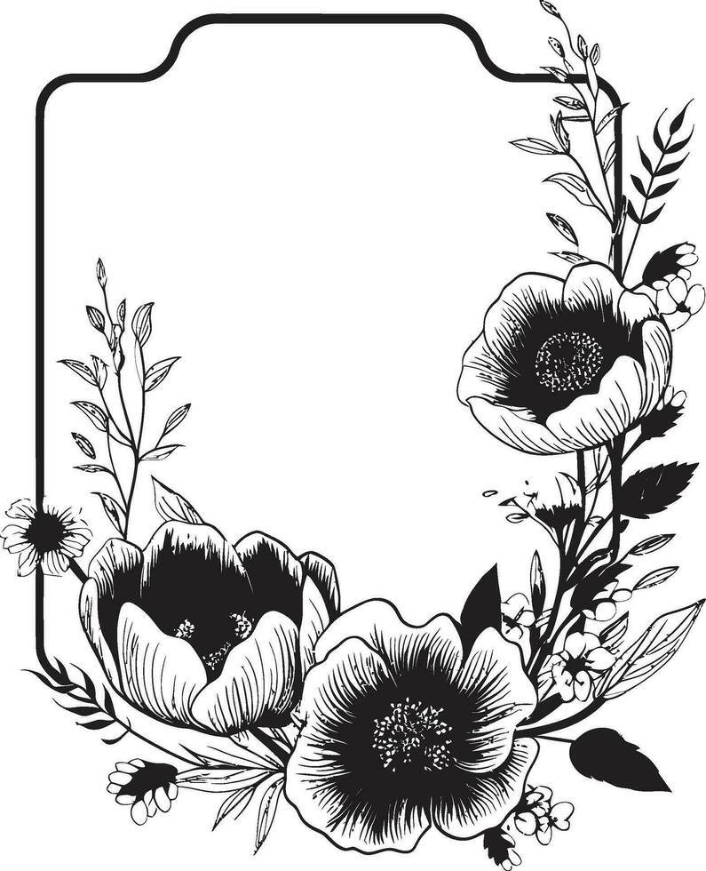 anspruchsvoll Blumen- Abstraktion Hand gerendert Logo anmutig Minimalismus Hand gezeichnet noir Blumen- Emblem vektor