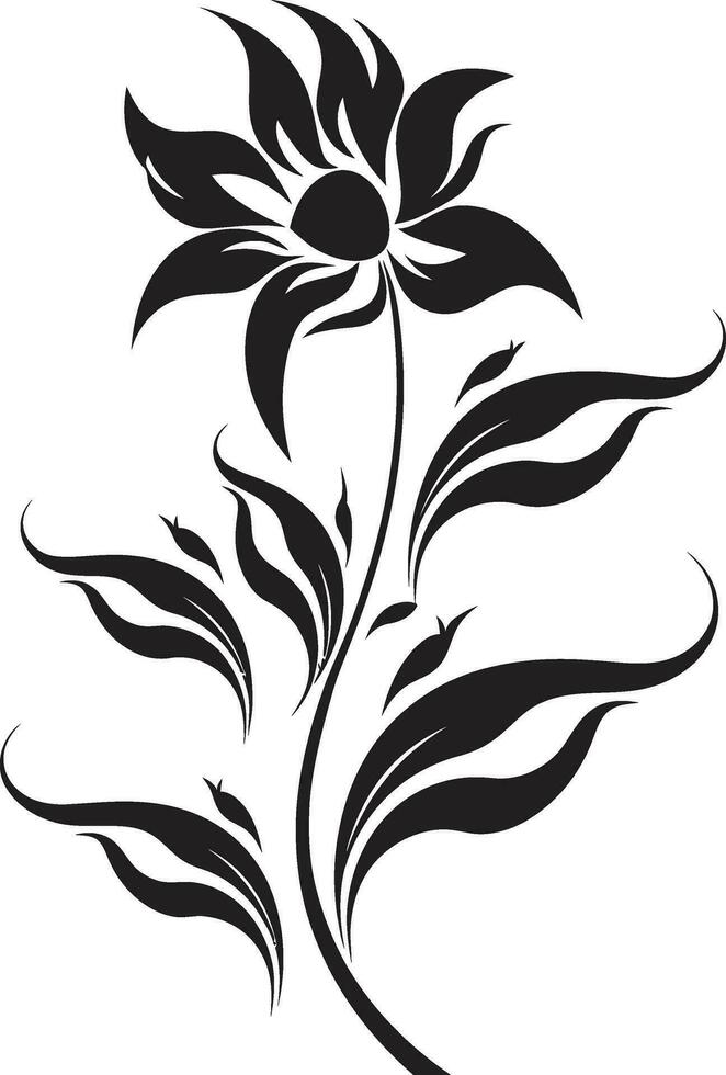 glatt Blütenblatt Abstraktion künstlerisch Symbol Emblem schick Single blühen handgemacht schwarz Vektor
