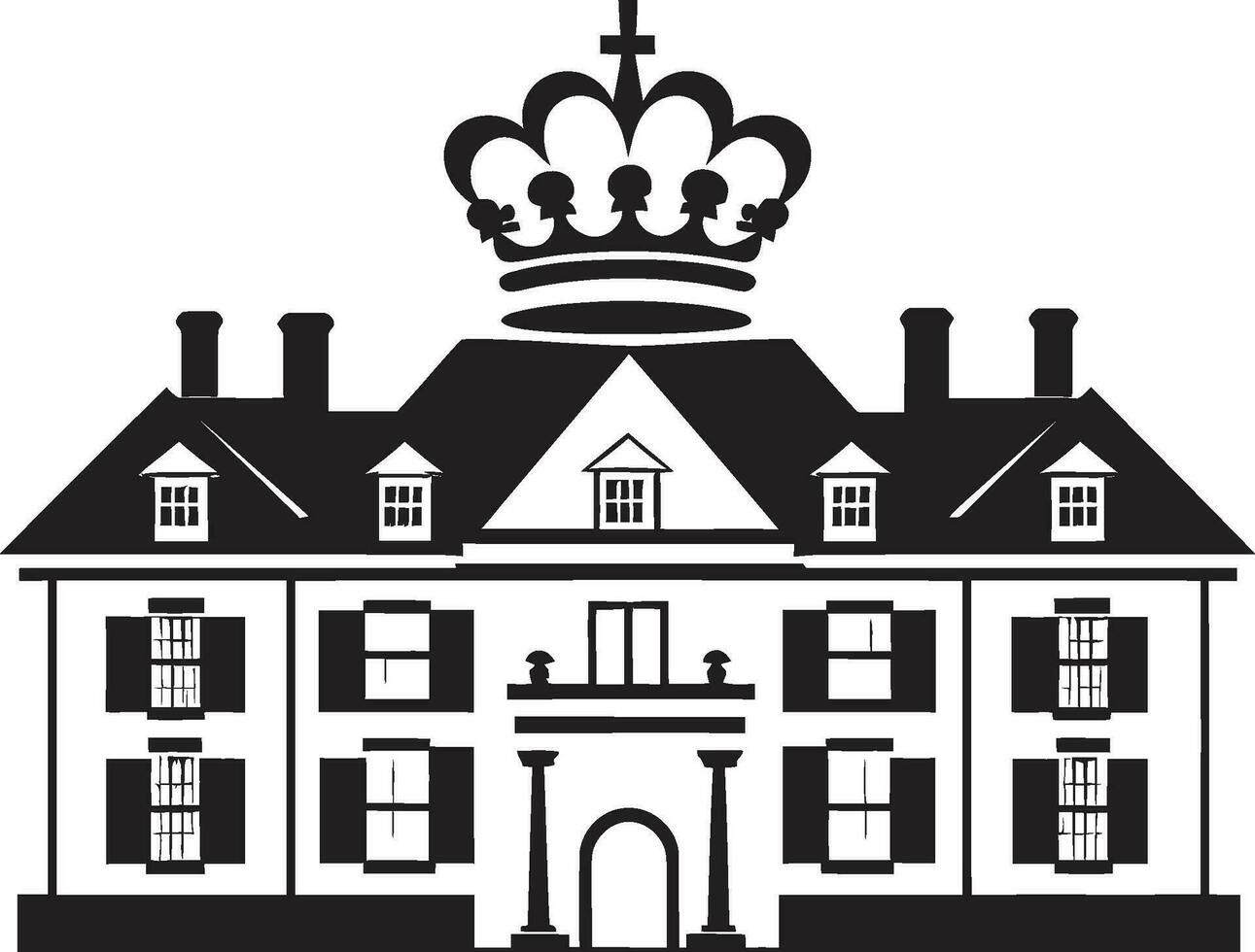 lekfull slott skiss tecknad serie kunglig hus i vektor ikon charmig kunglig herrgård tecknad serie design för vektor logotyp