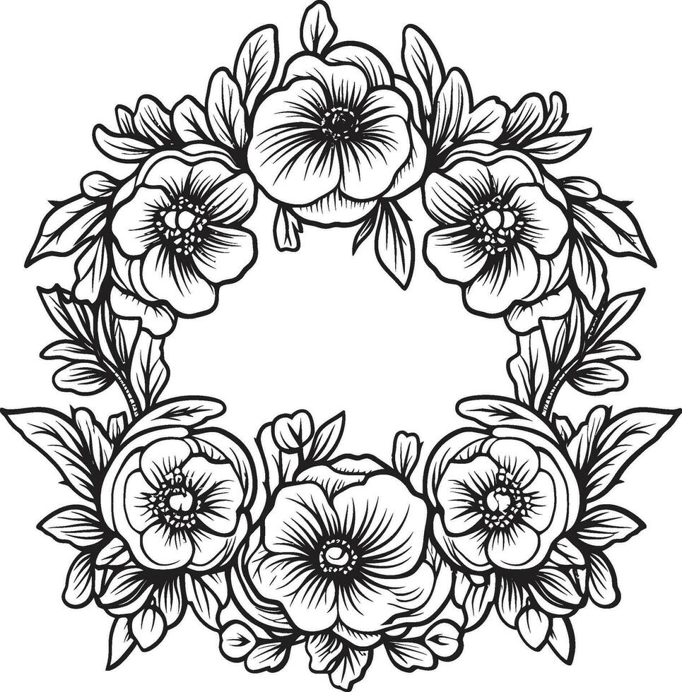 Pinselstrich Inferno schwarz Blumen verbraucht im künstlerisch Hingabe. dornig Tapisserie ein gotisch Netz von Blumen- Verzauberung. vektor