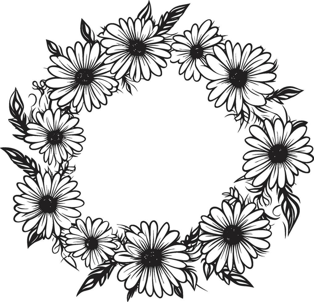 ren blommig halo daisy blomma svart logotyp ikon kulturell blomma etnisk blommig vektor logotyp ikon