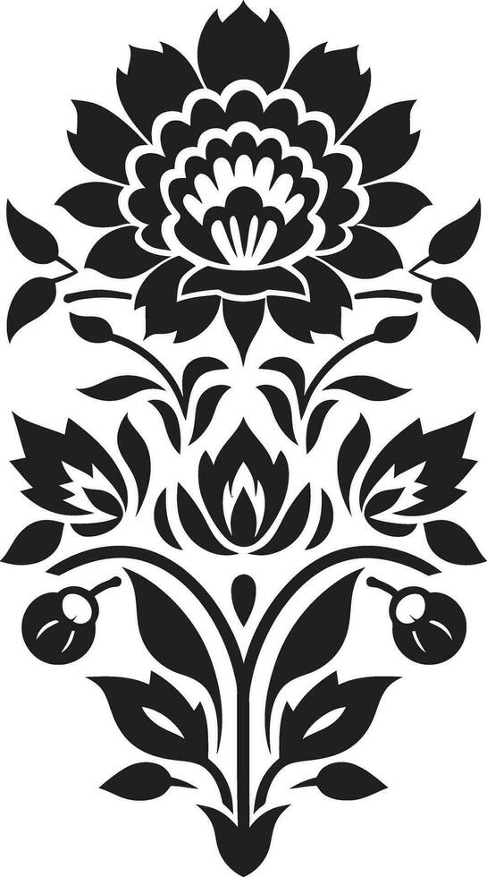 gemustert Blütenblatt Gitter schwarz Blumen- Vektor geometrisch Blumen- Harmonie Fliese Symbol Design