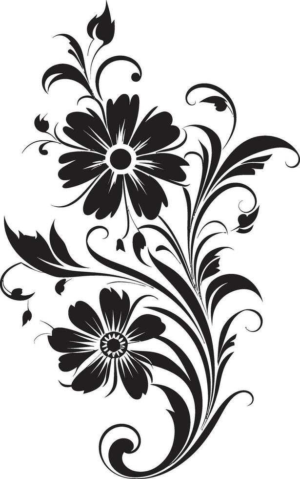invecklad blommig noir ikoniska vektor design noir blommig omfamning hand dragen ikon