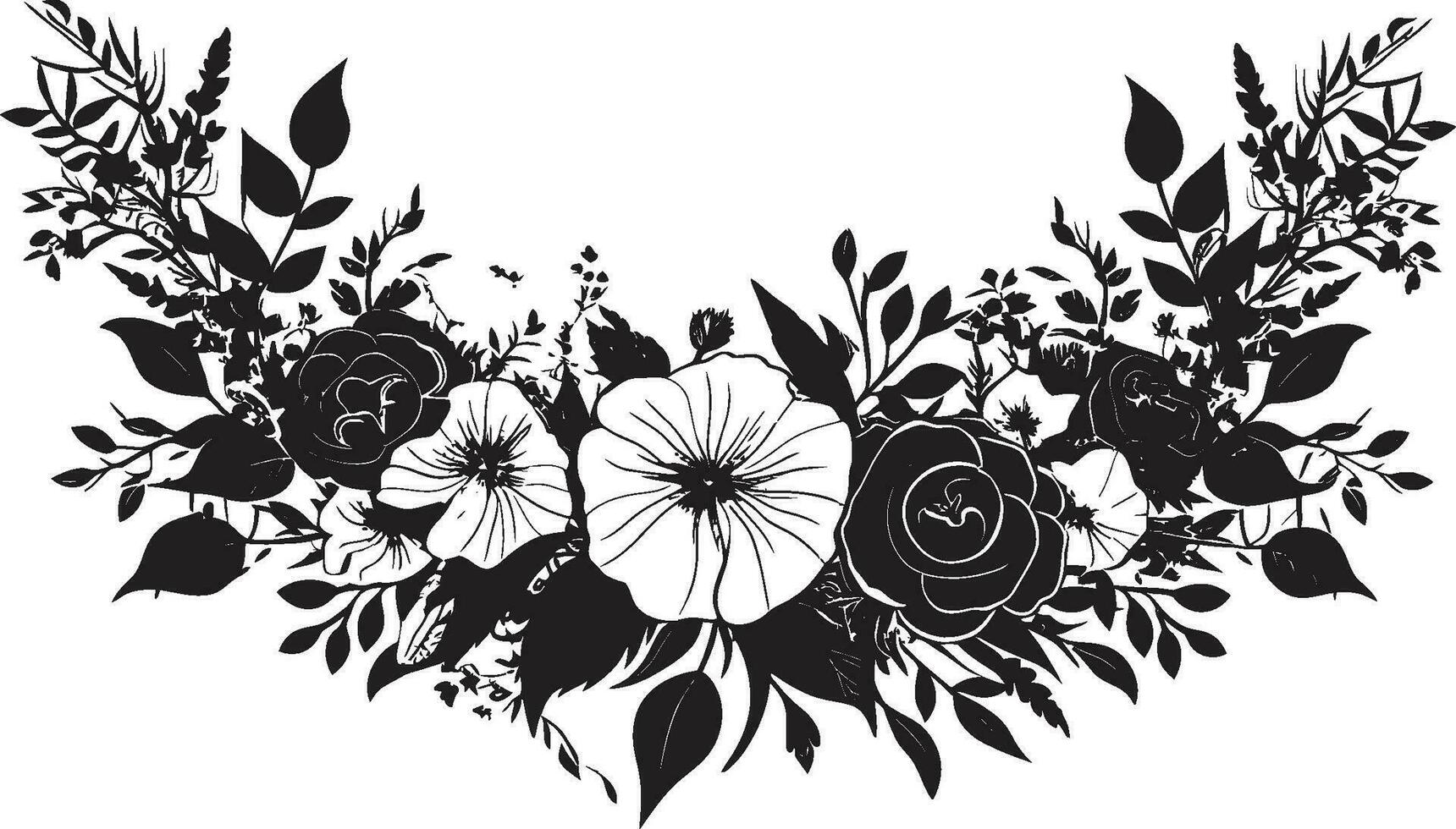 glatt botanisch Gliederung schwarz Logo Symbol verträumt Hand gezeichnet Blume elegant Logo Detail vektor