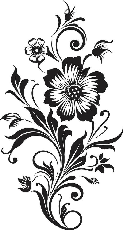 elegant blommig silhuetter svart vektor ikon förtjusande handgjord lövverk ikoniska logotyp symbol