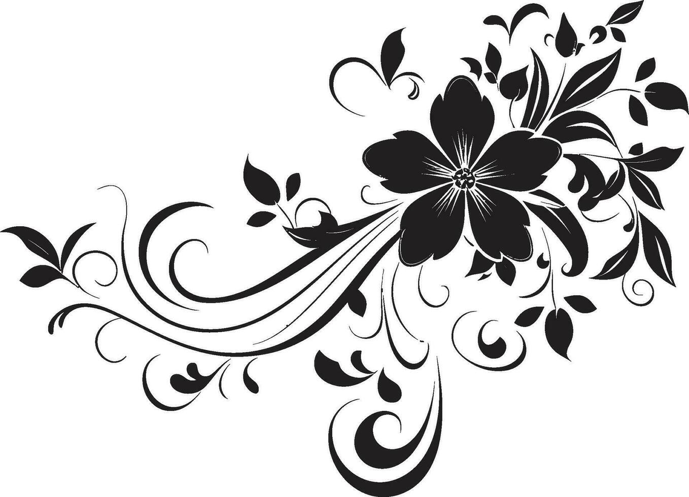 hantverkare hand dragen bukett ikoniska logotyp design noir botanisk intrikat handgjord vektor ikon