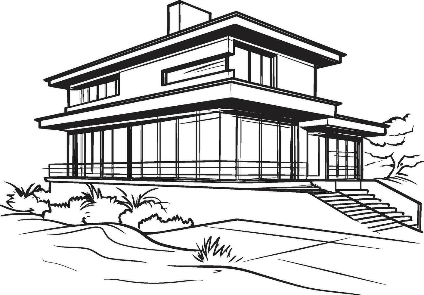 fast bostad symbol tjock hus skiss emblem kraftfull hemman mark djärv hus design i vektor
