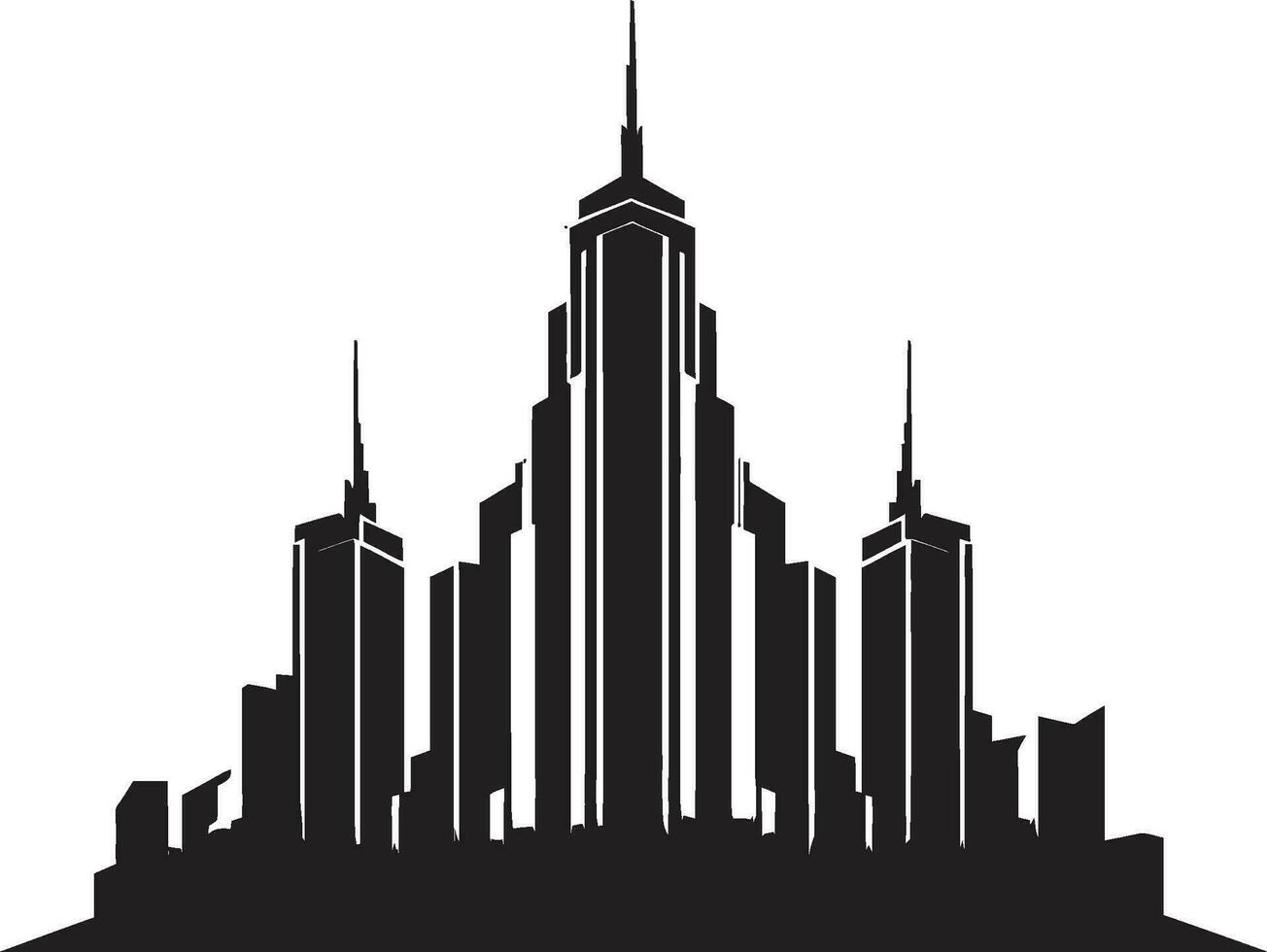 stadslinje skyskrapa översikt flera våningar vektor logotyp ikon horisont flera våningar design urban byggnad i vektor logotyp