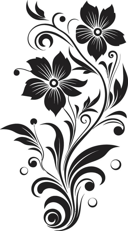 elegant botanisch Umrisse schwarz Logo Symbol einzigartig Hand gerendert Kreationen elegant Logo Detail vektor