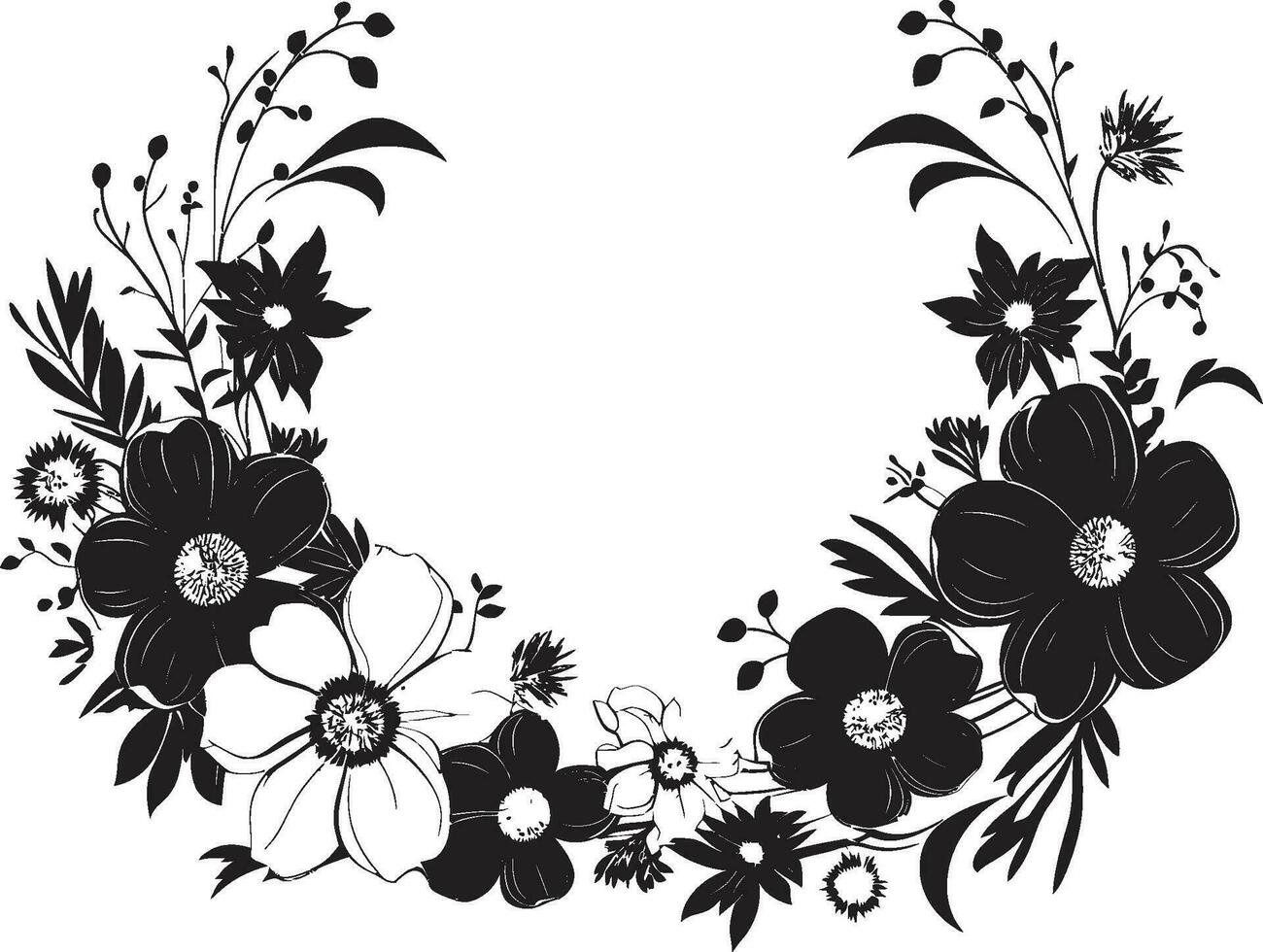 årgång noir blooms invecklad blommig emblem inviterar konstnärlig inked gardenia svart utsmyckad inbjudan vektorer