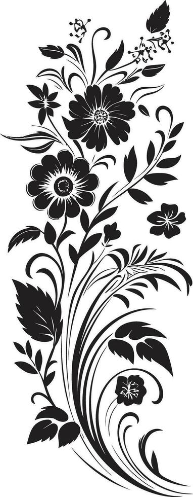 årgång inked gardenias noir logotyp vektorer elegant noir botaniska ämnen hand dragen blommig ikoner