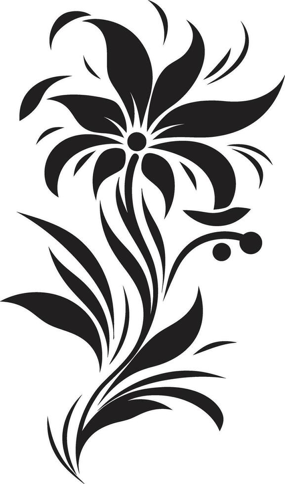 sauber Vektor blühen minimalistisch Hand gezeichnet Blume elegant Blumen- Detail schwarz Single Vektor Logo