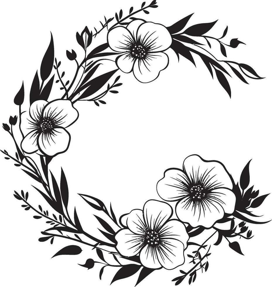 wunderlich Hochzeit Blume elegant schwarz Emblem modern Blumen- Kranz künstlerisch Vektor Logo