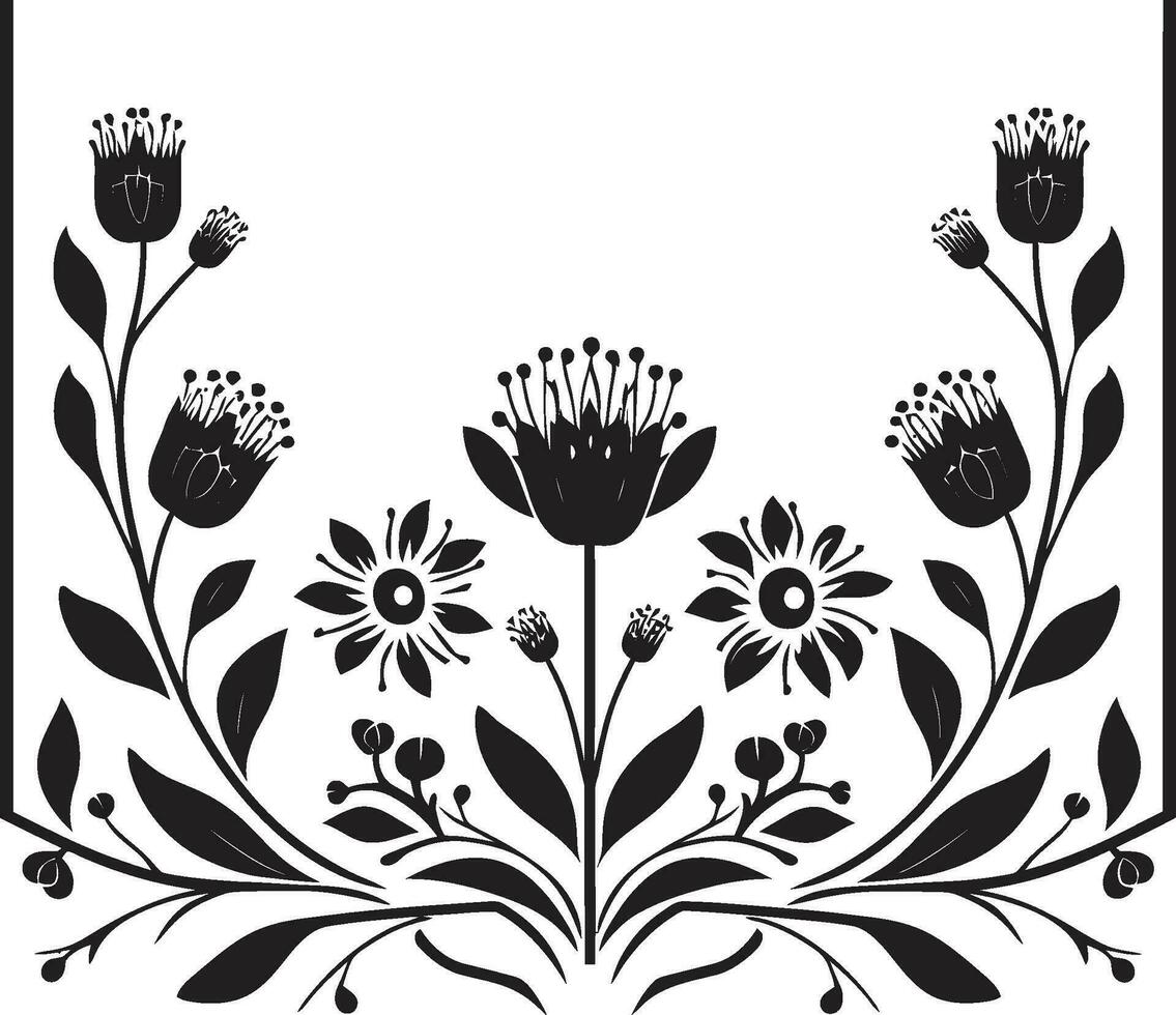 Blumen- Gitter schwarz Fliese Design Symbol geometrisch Blüten Vektor Logo mit Blumen