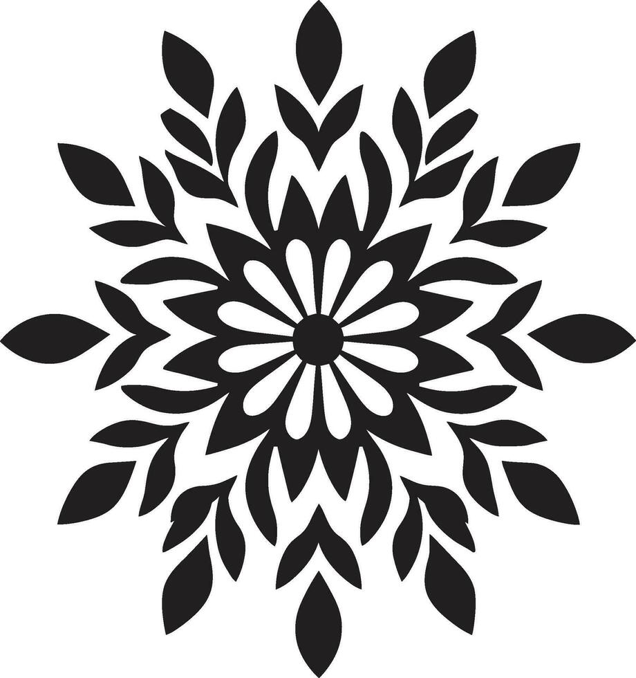Blumen- Tessellationen geometrisch Fliese Design schwarz Vektor Symbol mit Blumen- Muster geometrisch