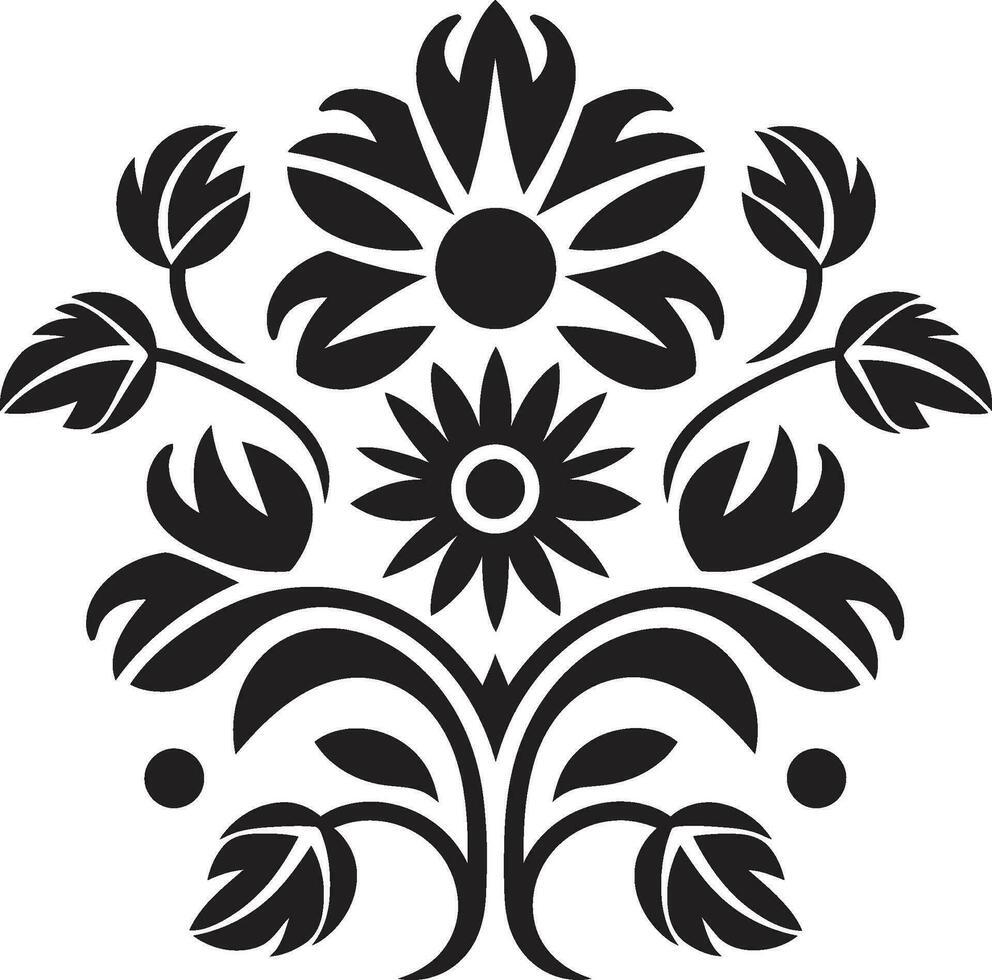 handwerklich Fäden ethnisch Blumen- Vektor Emblem verwurzelt Tradition dekorativ ethnisch Blumen- Element