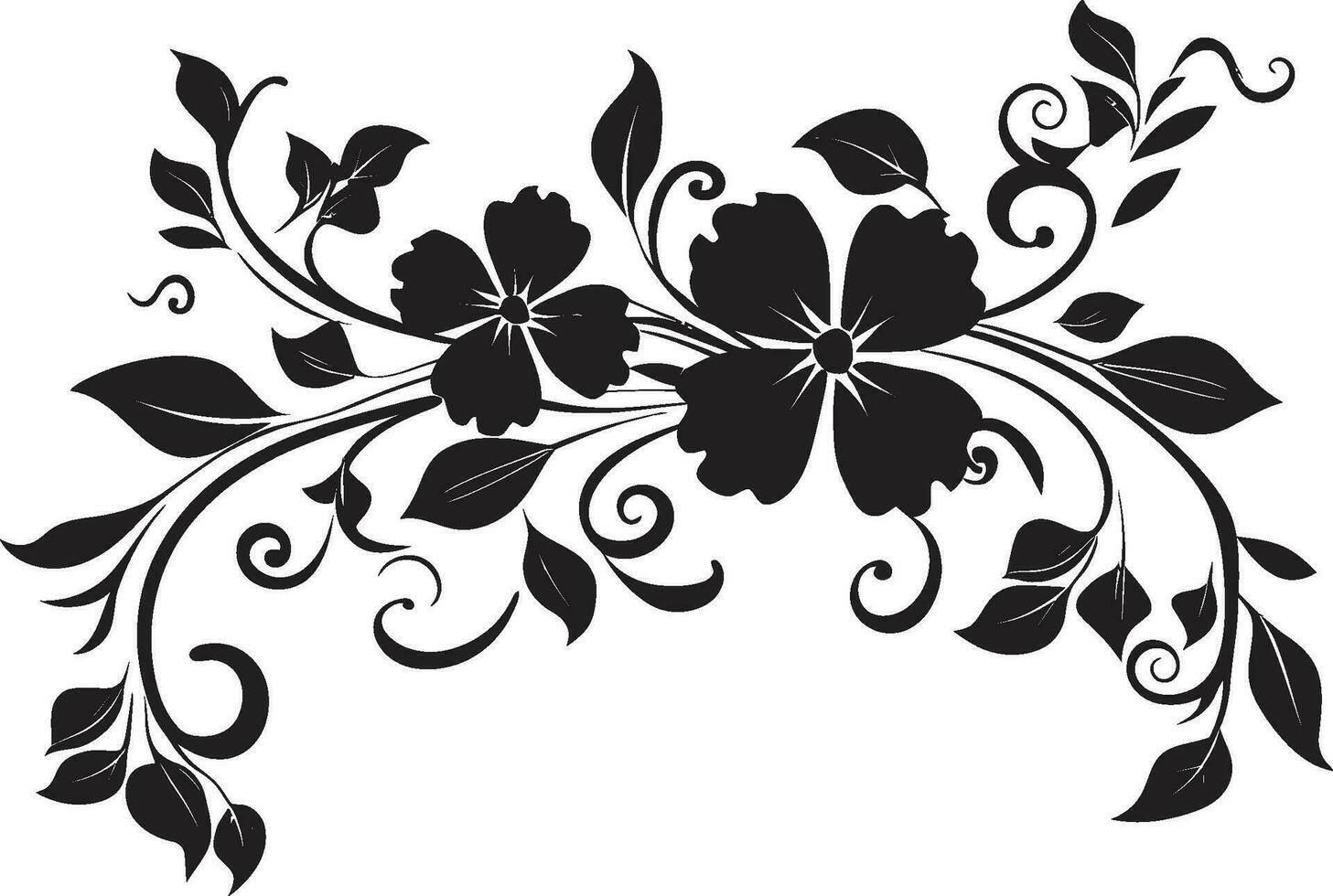 mystisch Blumen- Eleganz Hand gerendert schwarz Vektor Symbol schick noir Strauß handgemacht Vektor Logo Design