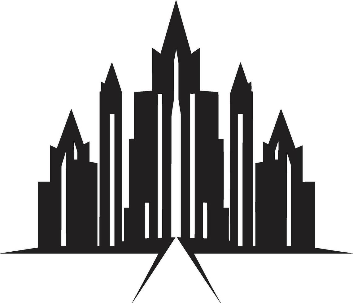 städtisch Höhen Entwurf mehrstöckig Stadtbild Vektor Logo Wolkenkratzer Stadt Aussicht skizzieren mehrstöckig Gebäude im Vektor Symbol