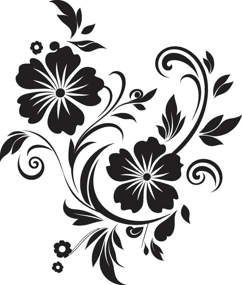 zauberhaft botanisch Illustration ikonisch Vektor majestätisch Hand gezeichnet Komposition schwarz Vektor