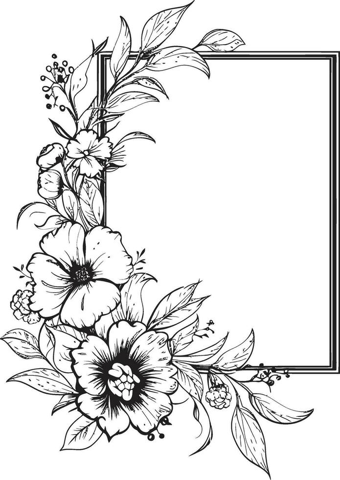 wunderlich Blumen- gedeihen schwarz Vektor Rahmen elegant noir blühen Rahmen Vektor Emblem