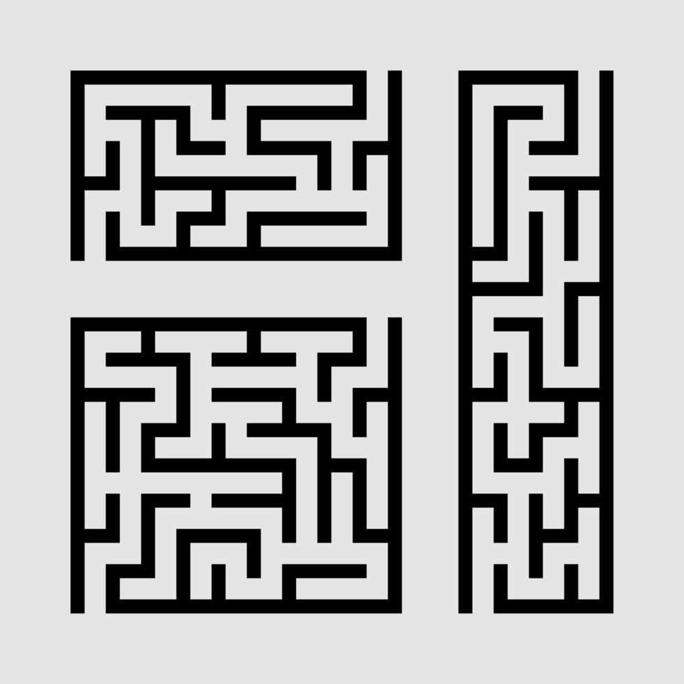 eine Reihe von Labyrinthen. Spiel für Kinder. Puzzle für Kinder. Labyrinth Rätsel. Vektor-Illustration. vektor