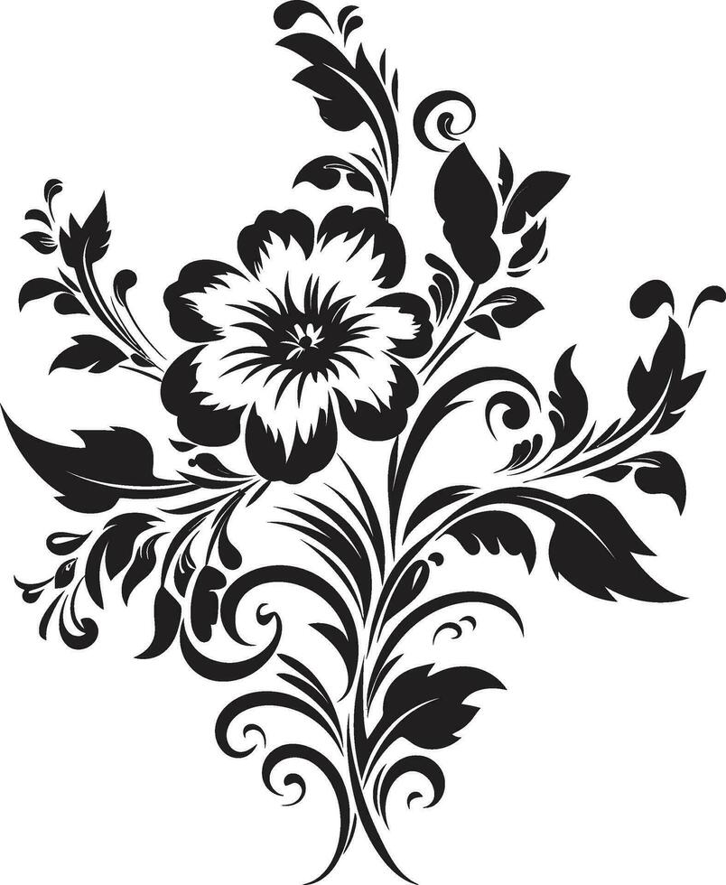 konstnärlig noir krusidullar svart logotyp dekorativ element chic blommig detaljer inbjudan kort vektor ornament