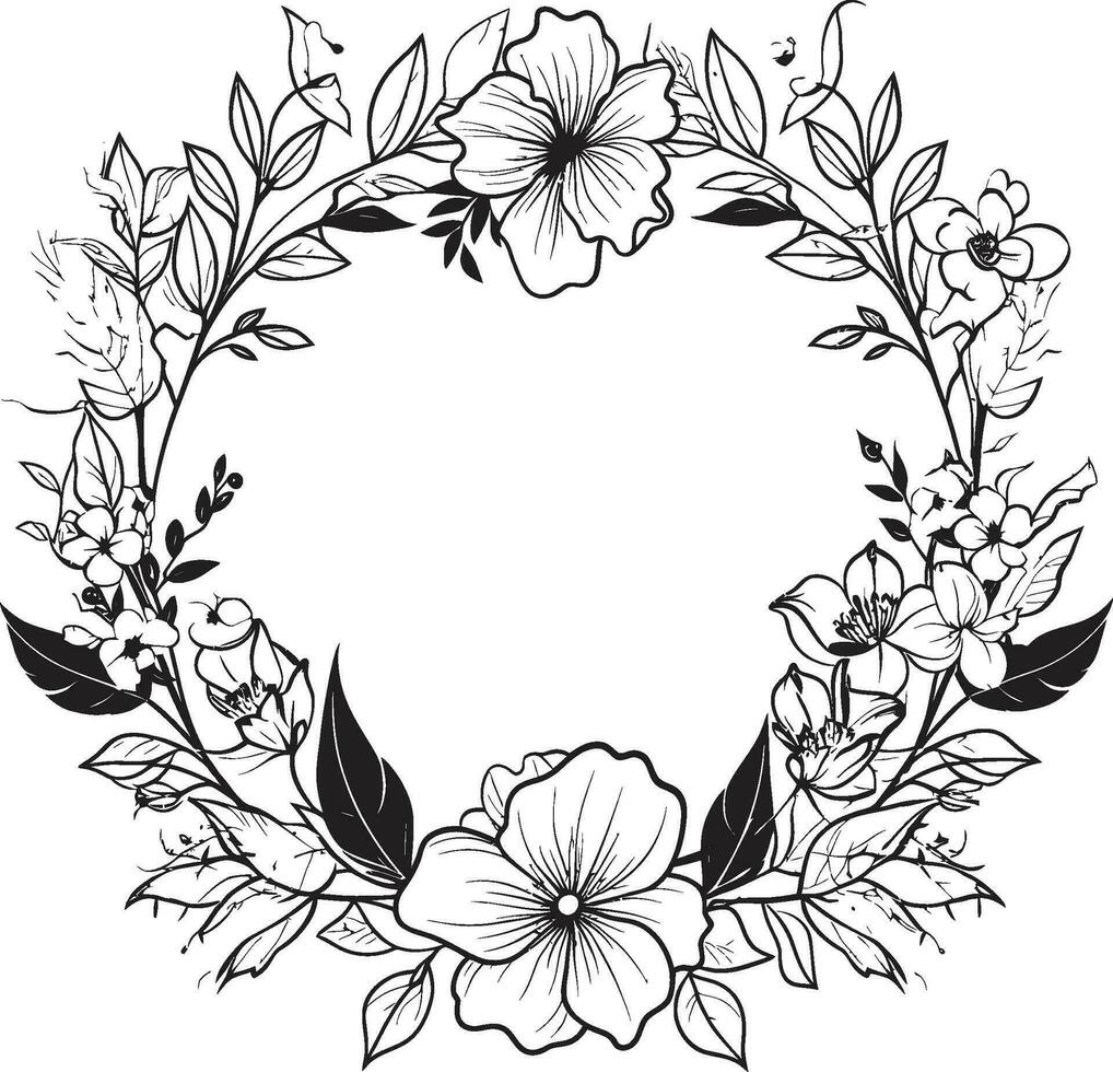 blühen flüstert Vektor Symbol mit Blumen- Rahmen Blumen- Opulenz schwarz Blumen- Logo Design