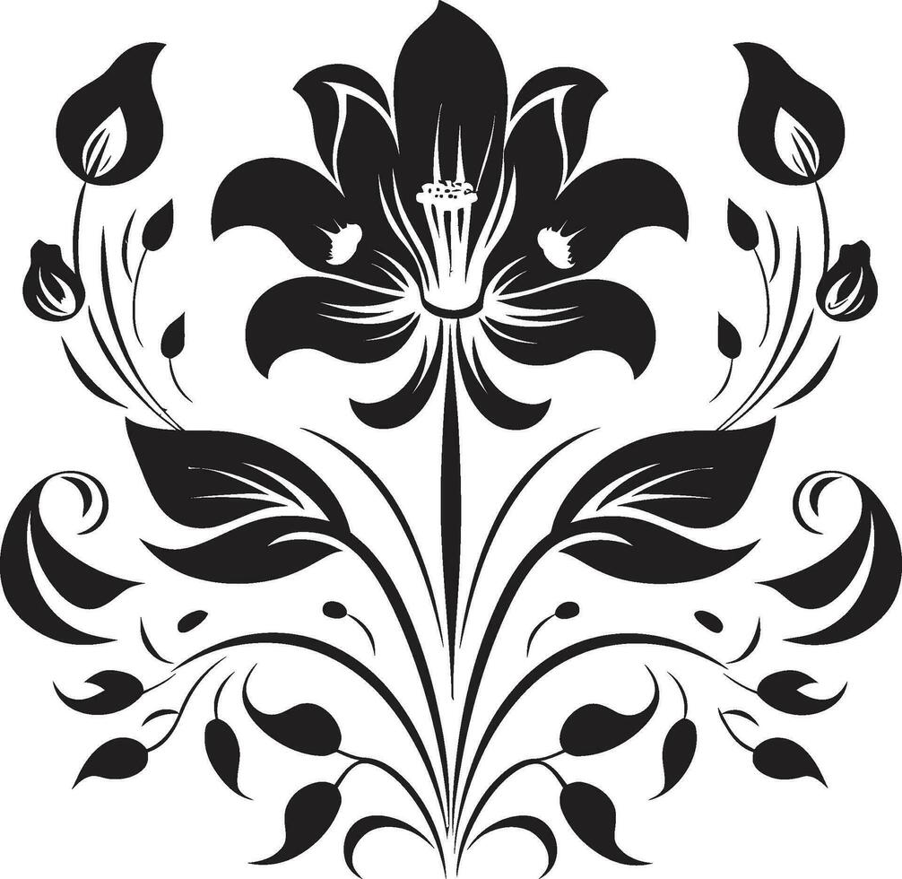 grafit kronblad melodier svart vektor emblem skisser bläck noir botanisk symfoni handgjord blommig vektor logotyper