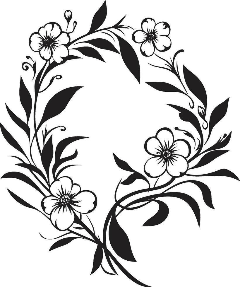 noir blommig melodi konstnärlig svart emblem vektorer chic inked orkidéer hand dragen blommig ikonografi