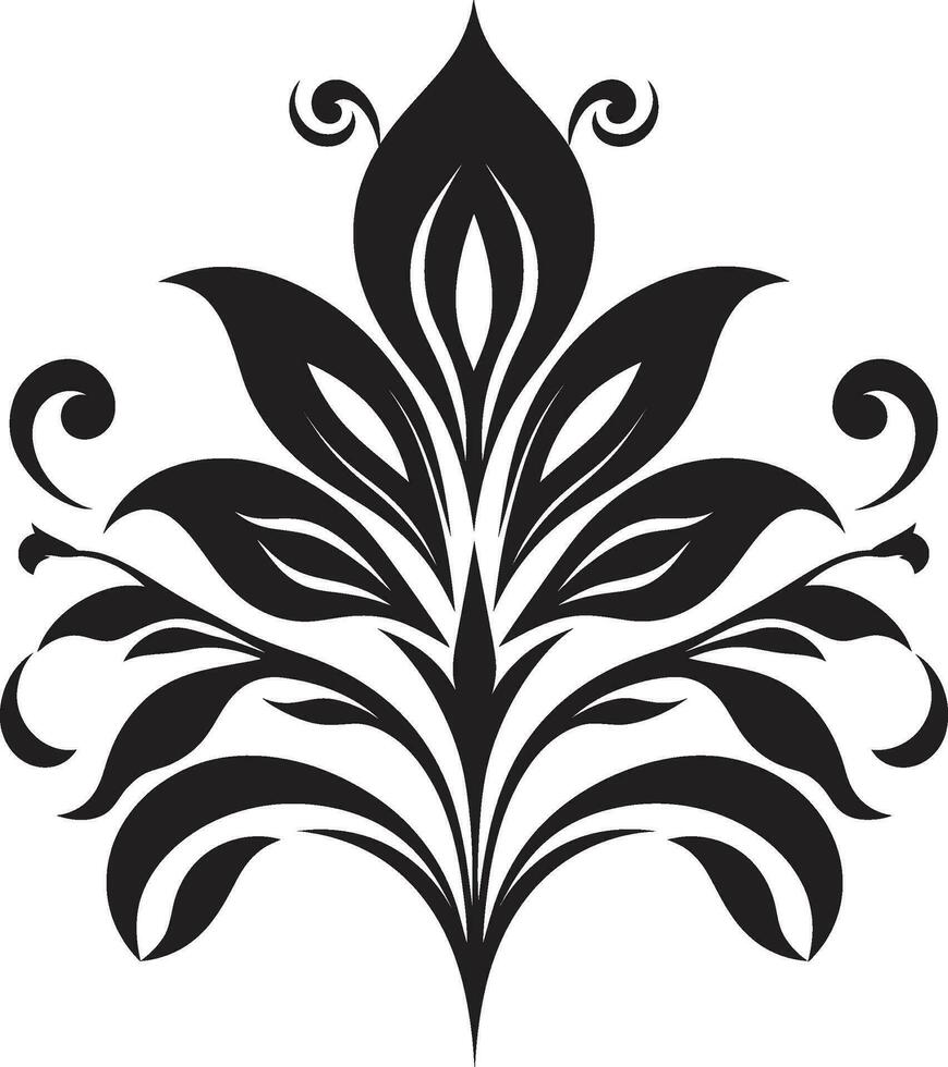 invecklad blommig rullar svart vektor ikoniska utsmyckningar nyckfull noir kronblad mönster inbjudan kort ornament
