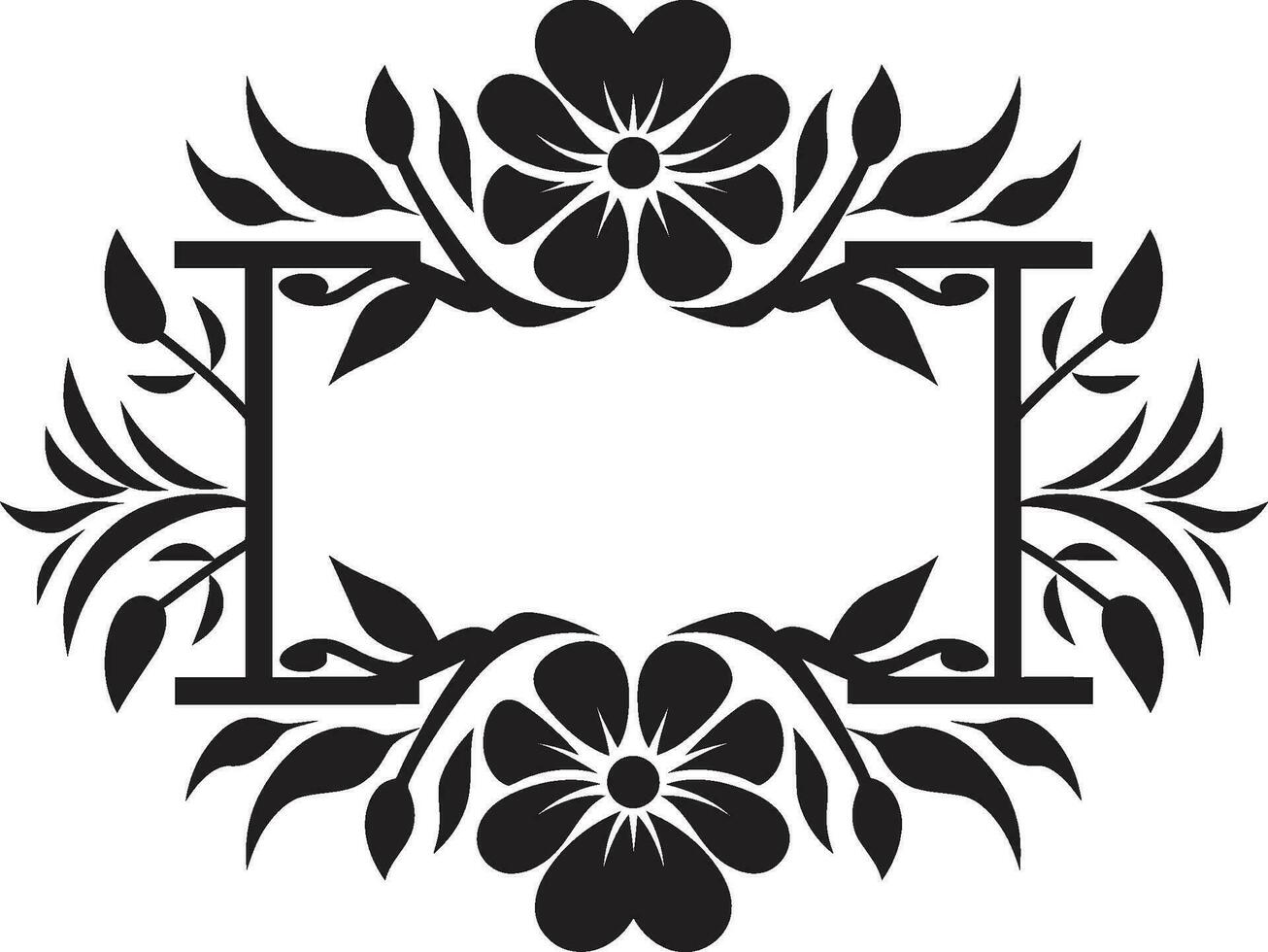 Mosaik Blütenblätter geometrisch Blumen- Fliese Symbol kompliziert Muster schwarz Vektor Logo mit Blumen