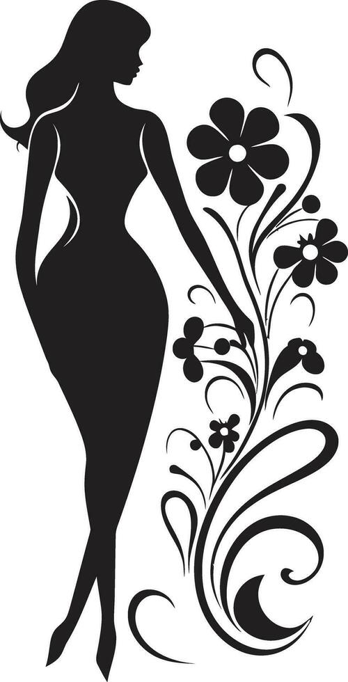 anspruchsvoll blühen Aura handgemacht Emblem abstrakt Flora Verschmelzung schwarz künstlerisch Gesicht Emblem vektor