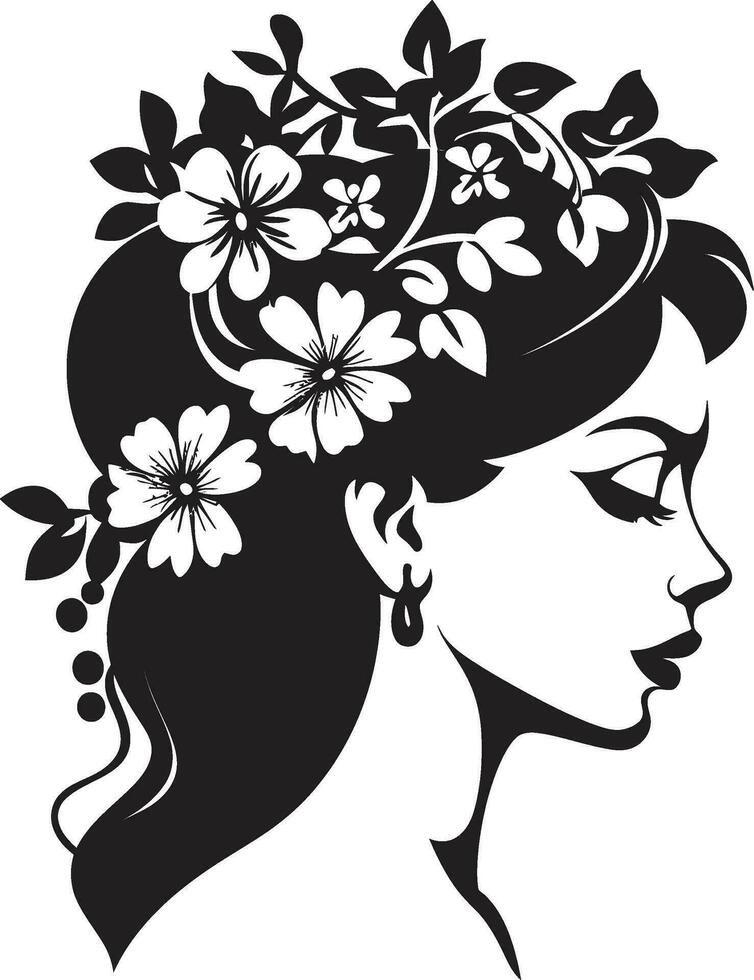 sauber Blumen- Schönheit schwarz Hand gezeichnet Symbol wunderlich feminin Glanz Vektor Symbol