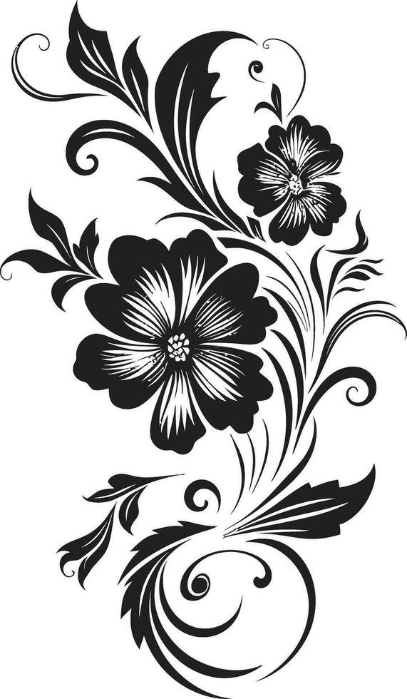 exquisit Blumen- Kunst handgemacht Vektor Emblem glatt botanisch Umrisse schwarz Logo Symbol