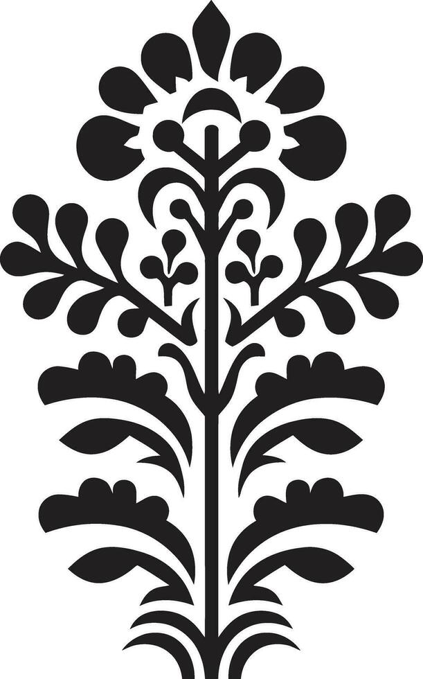 mosaik- botanik geometrisk blommig logotyp vektor blom i plattor svart ikon design
