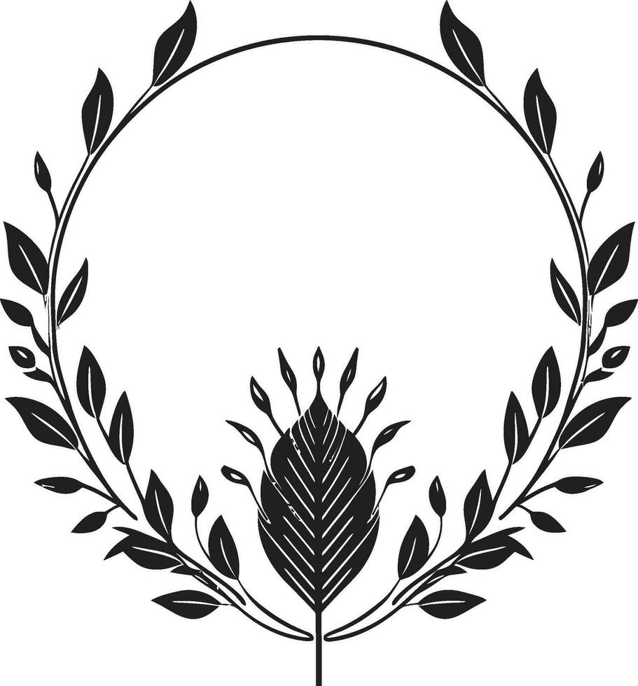 noir botanisk virvla handgjord ikoniska logotyp graciös minimalism hand återges svart emblem vektor