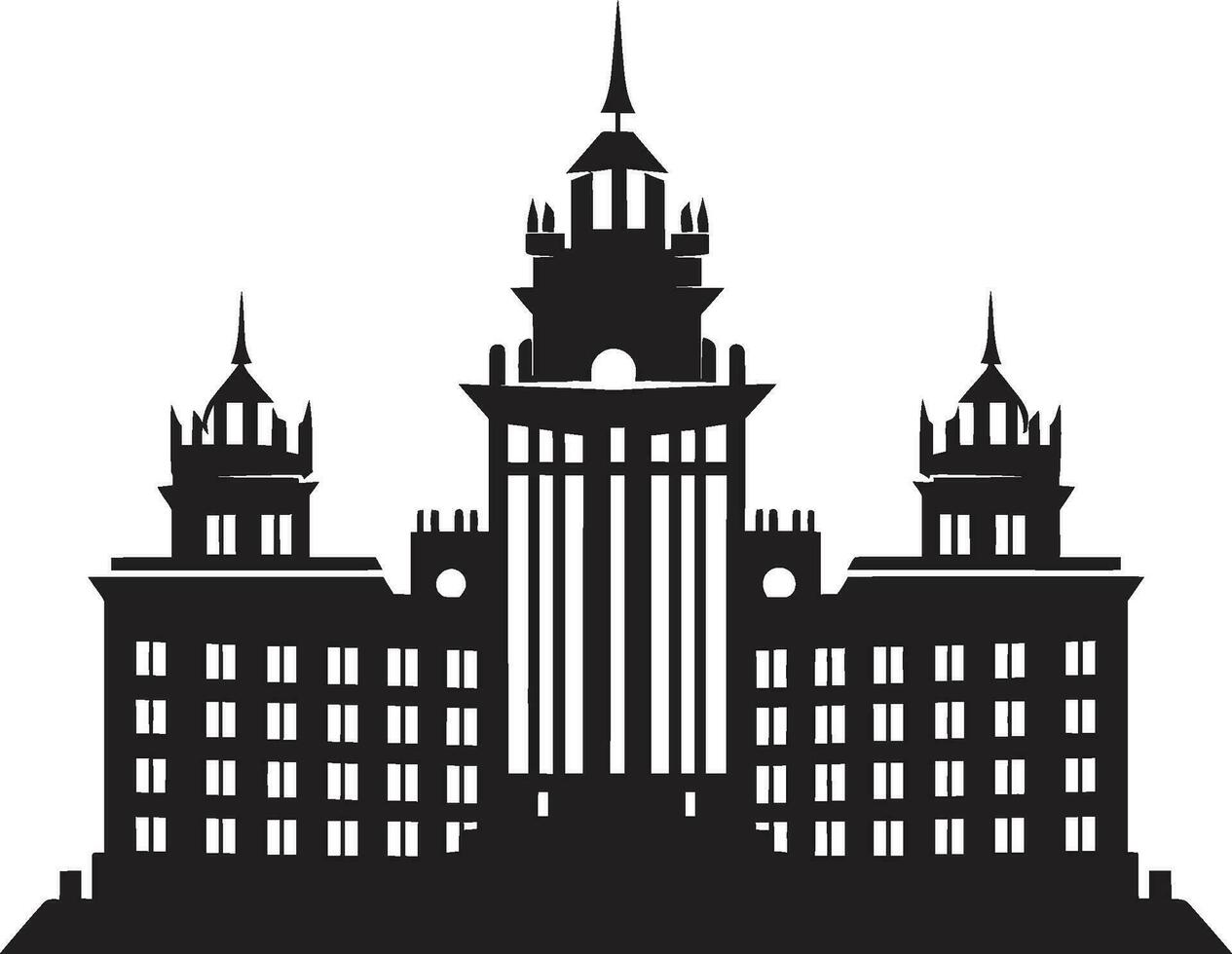 stadsbild väsen multifloral byggnad vektor logotyp design metropol tornlinjer flera våningar stadsbild vektor ikon