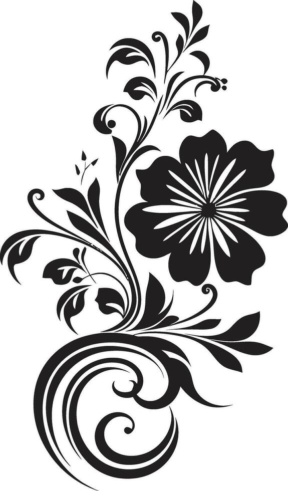 einzigartig Hand gerendert Kreationen elegant Logo Detail schick Blumen- Eindrücke schwarz Vektor Symbol