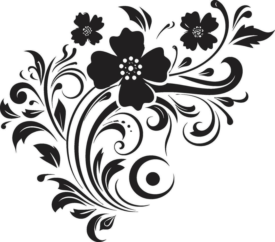 handgemacht noir Reben Vektor Symbol Design noir Blumen- Eleganz ikonisch Vektor