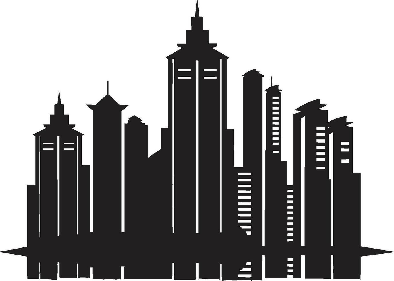 Stadt Aussicht Höhen Emblem mehrstöckig Gebäude im Vektor Symbol städtisch mehrstöckig Silhouette Stadtbild Vektor Logo Symbol