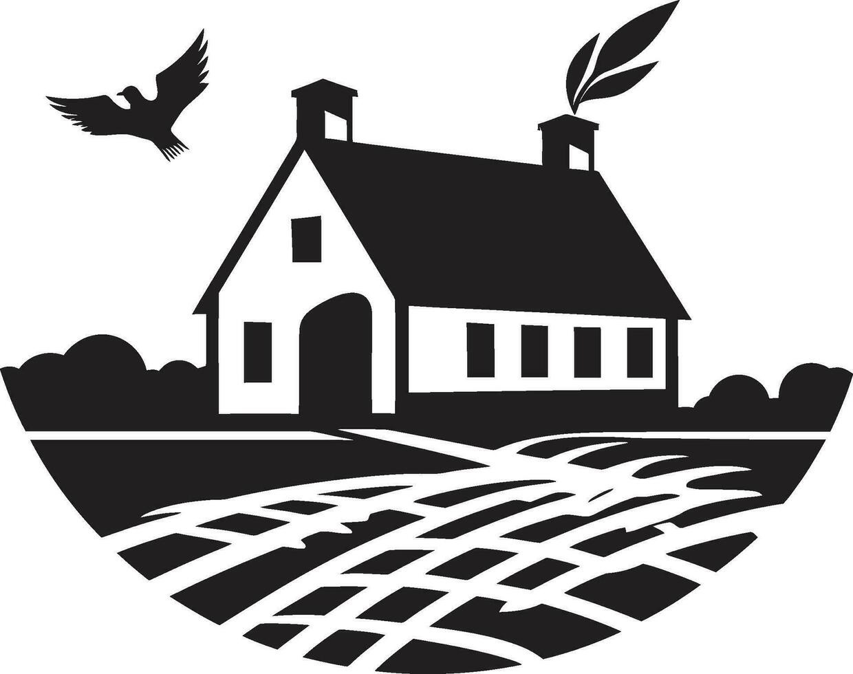 Agrar Aufenthalt Kennzeichen Bauernhaus Design Vektor Emblem ländlich Wohnung Eindruck Bauern Haus Vektor Logo