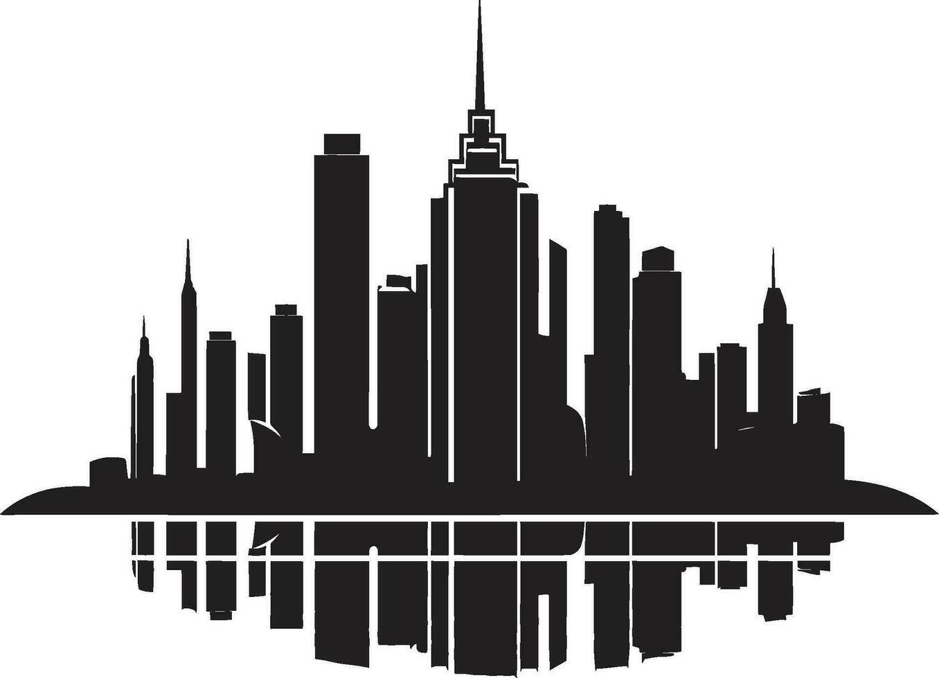 Horizont mehrstöckig Silhouette Stadtbild Gebäude im Vektor Symbol Metropolitan- Turm Eindruck mehrstöckig Vektor Logo Symbol