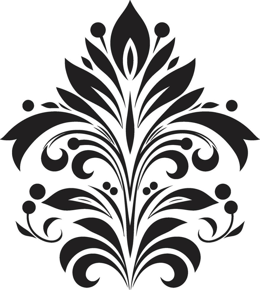 noir blühen Kunst schwarz ikonisch Logo Element Design elegant botanisch Abstammung Hand gezeichnet Vektor Symbol