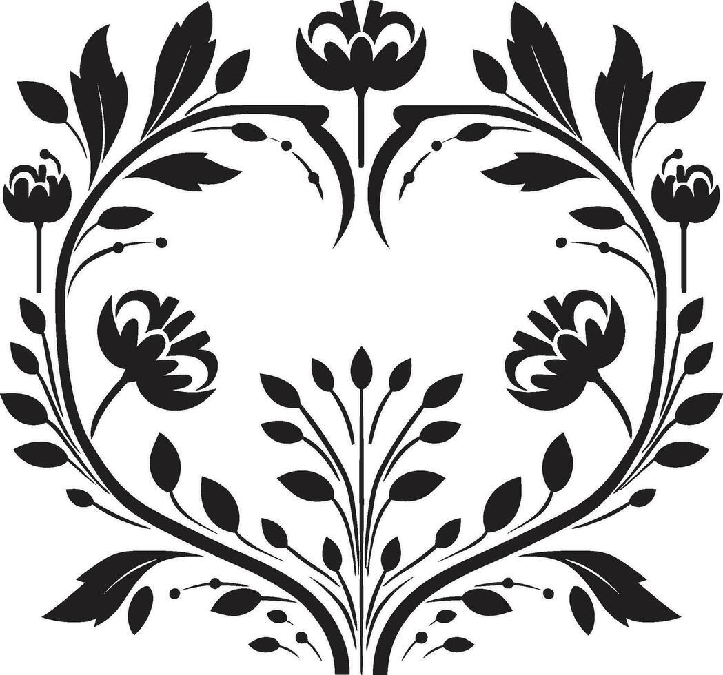 strukturerad blommig harmoni geometrisk bricka logotyp mosaik- trädgård svart blommig vektor