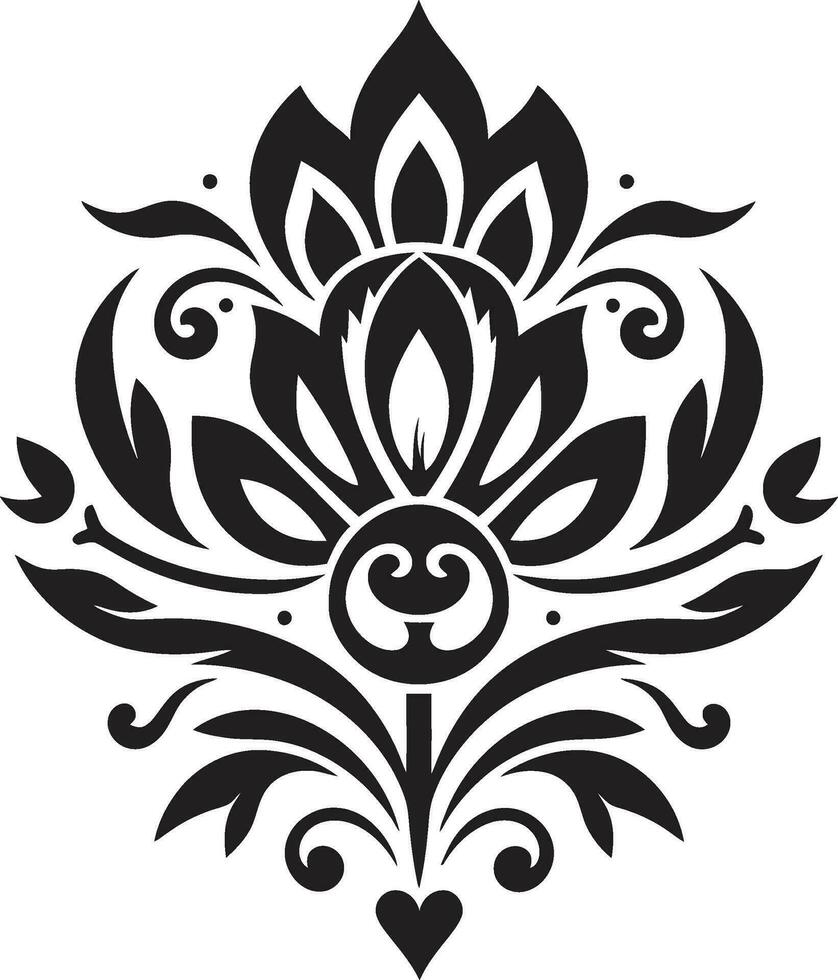delikat hand återges kronblad elegant logotyp detalj charmig blommig etsning svart vektor ikon