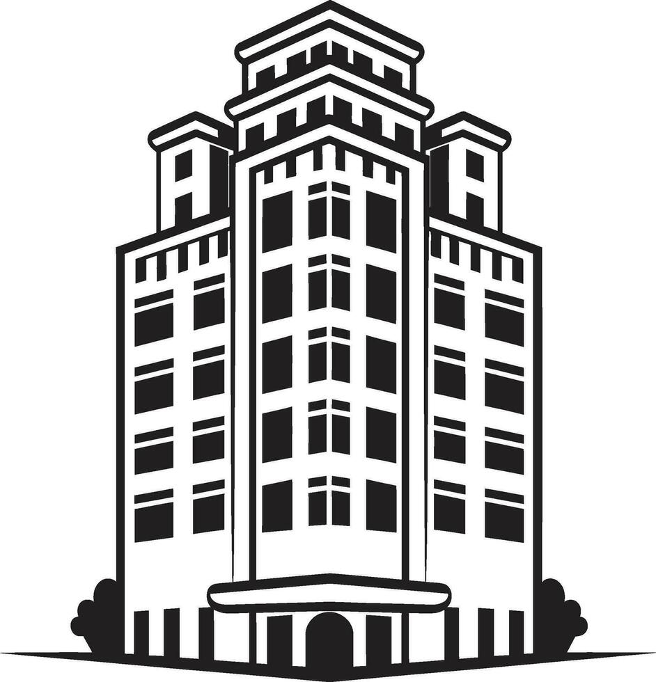 Metropolitan- Elevation mehrblumig Wolkenkratzer Vektor Logo Horizont Symphonie mehrstöckig städtisch Gebäude im Vektor Symbol