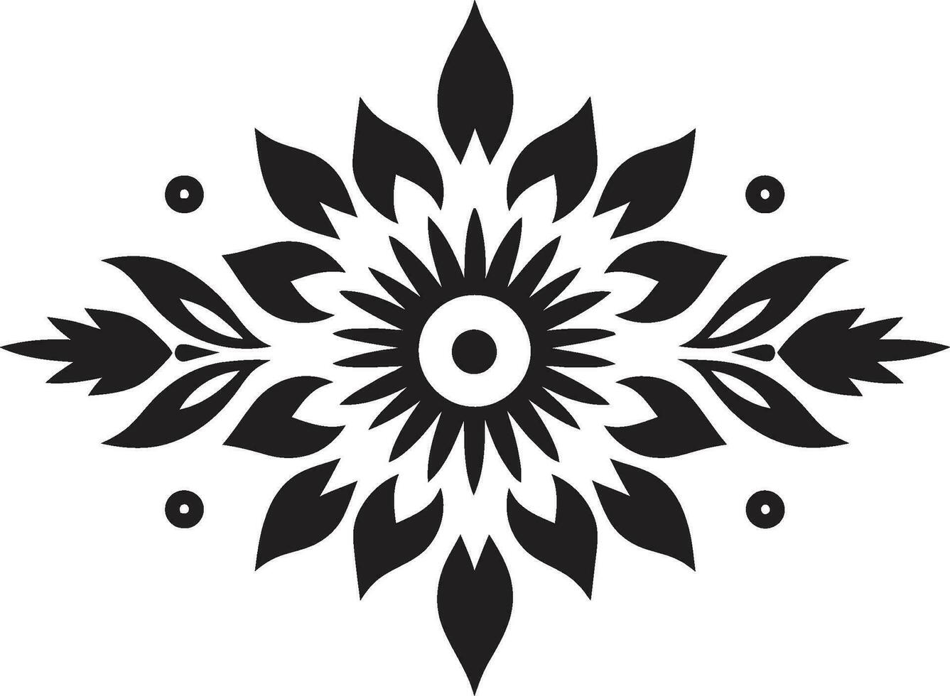 elegant mönster geometrisk blommig logotyp botanisk symmetri svart vektor ikon design
